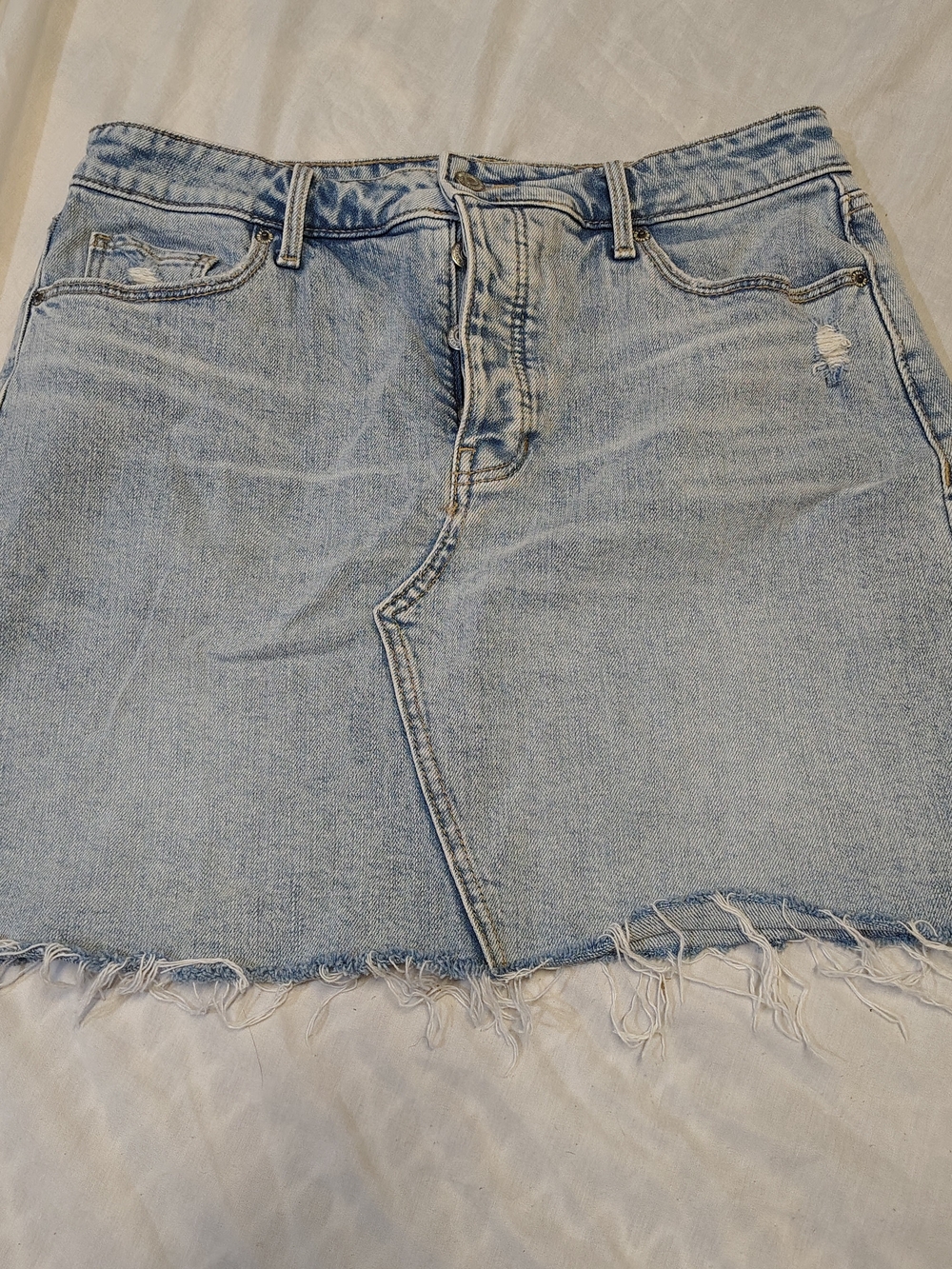 Old Navy Light Blue Distressed Denim Mini Skirt